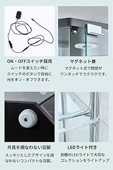 透明4段ショーケース LED照明付き Amazon.co.jp: コレクションケース ガラス ディスプレイ ラック
